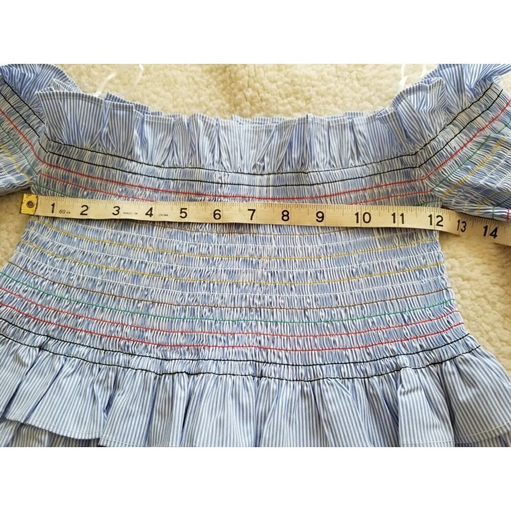 AQUA Brand Womens Tunic Top, Blue&White Stripe, Bell Sleeves Off The Shoulder S - Picture 6 of 8